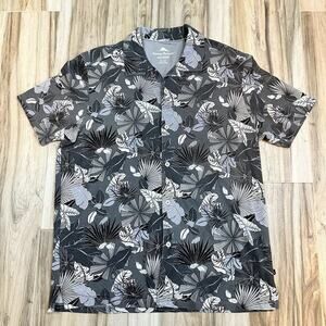 Tommy Bahama Shirt Mens Gray Size XL Floral‎ Island Zone Camp Button Tropical